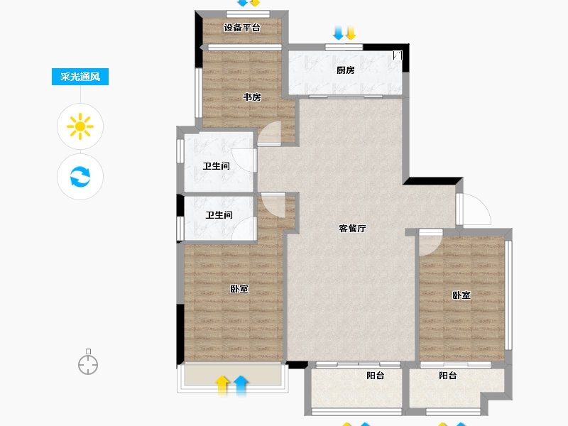 浙江省-宁波市-锦绣江南-108.00-户型库-采光通风