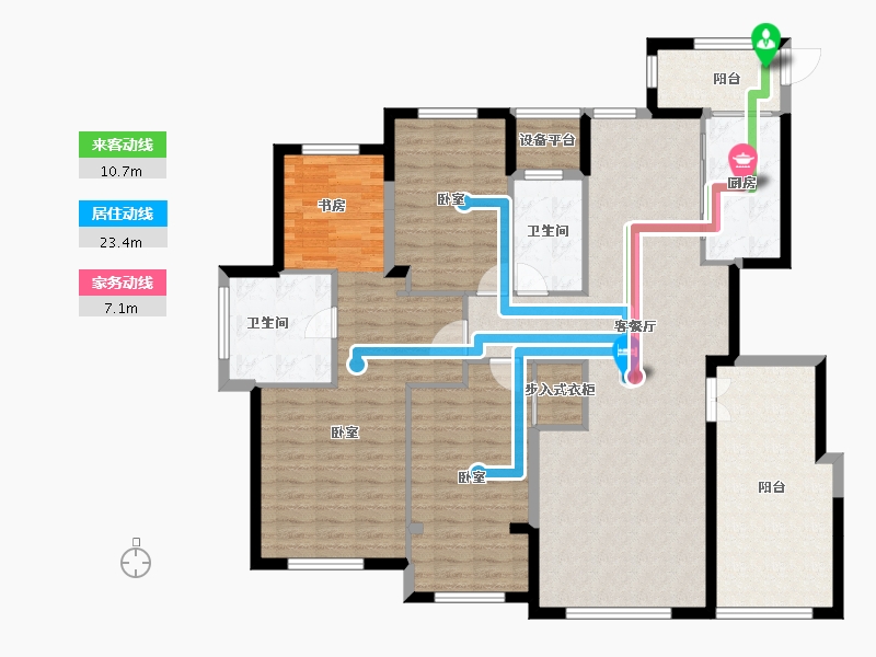 浙江省-宁波市-锦港府-141.13-户型库-动静线