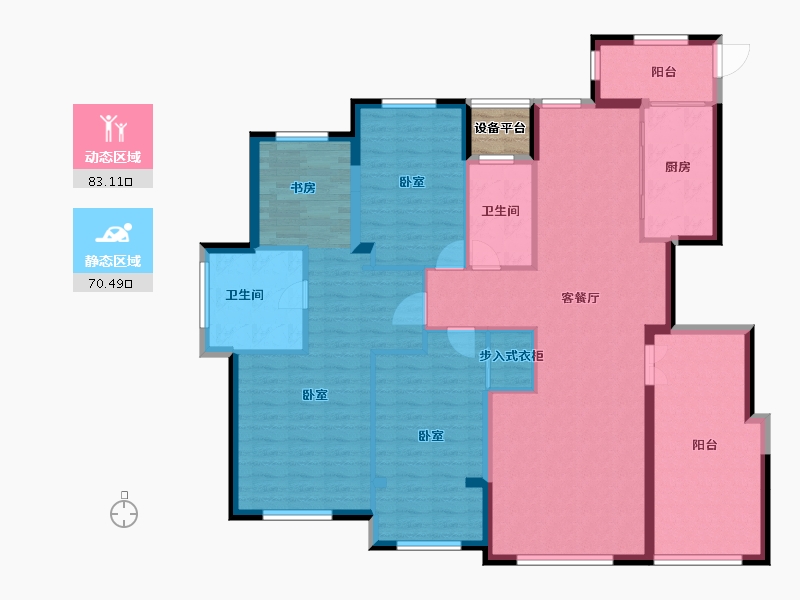 浙江省-宁波市-锦港府-141.13-户型库-动静分区