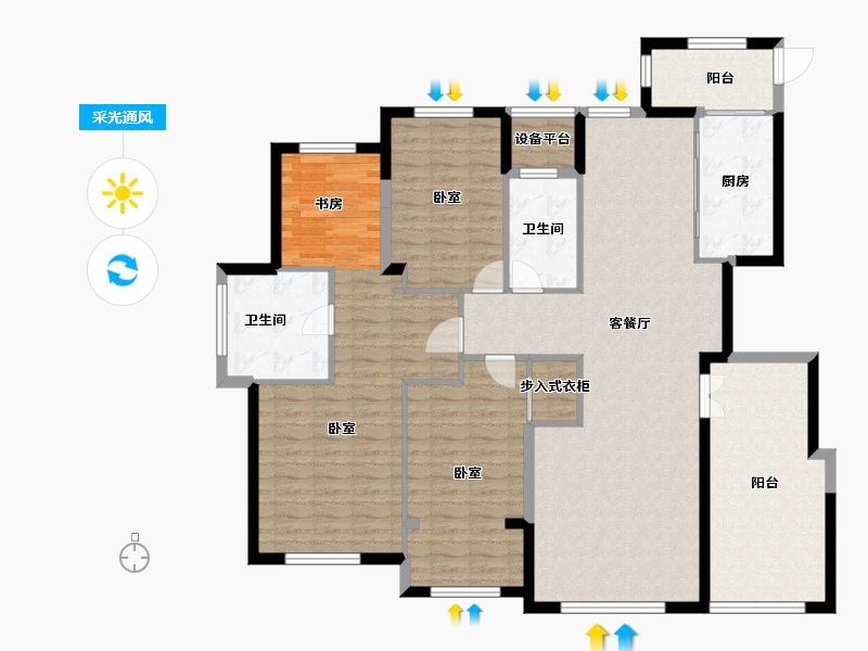 浙江省-宁波市-锦港府-141.13-户型库-采光通风