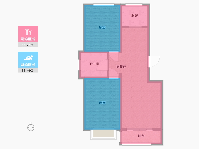 内蒙古自治区-呼和浩特市-西城阳光-79.82-户型库-动静分区