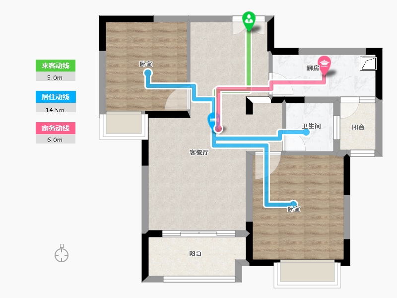 江苏省-无锡市-红星国际广场-71.00-户型库-动静线