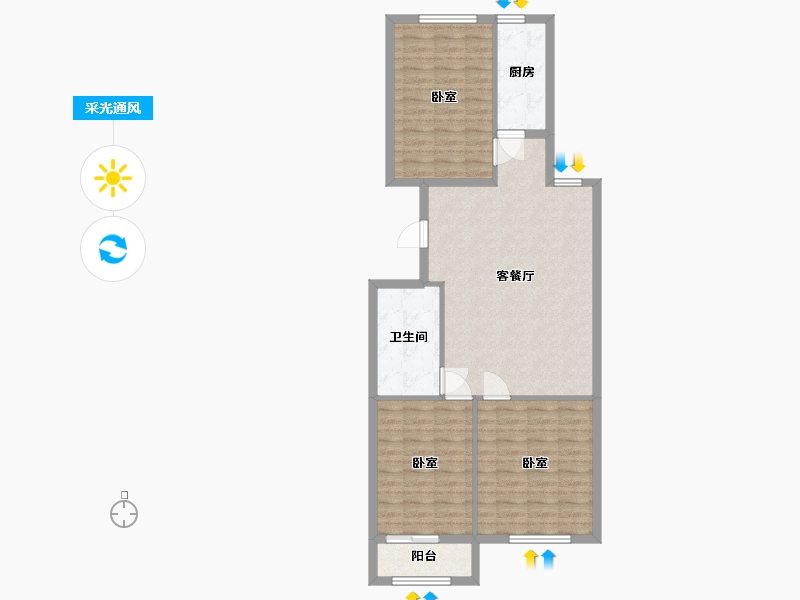 河北省-邯郸市-龙山君子居-90.46-户型库-采光通风