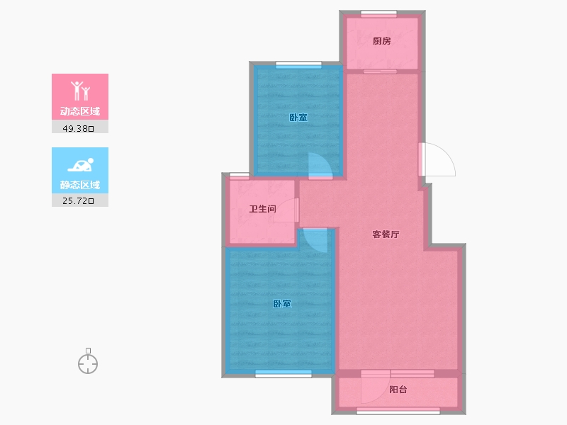 辽宁省-大连市-鸿玮澜山二期和院-66.52-户型库-动静分区