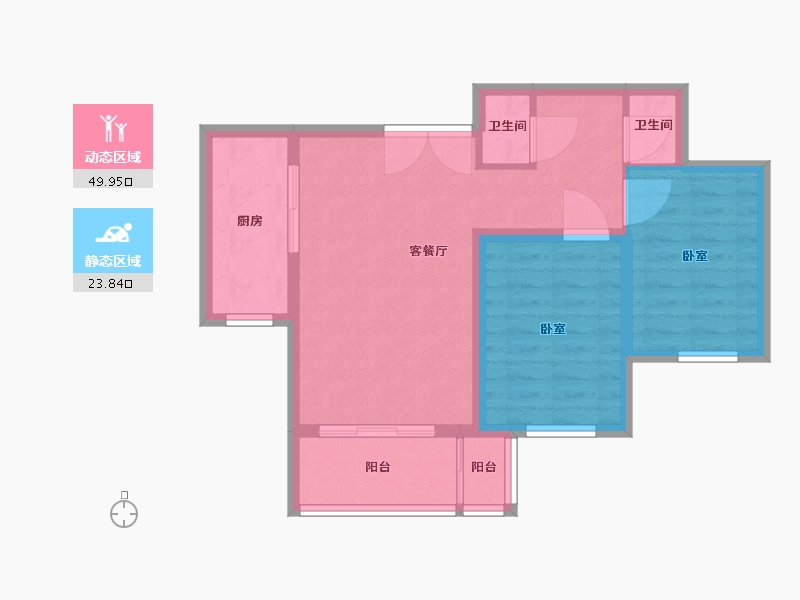 山东省-威海市-丰荟上海花园-66.01-户型库-动静分区