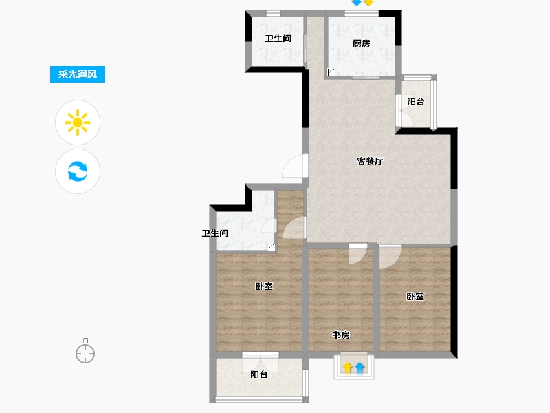 浙江省-宁波市-汇智佳园-95.00-户型库-采光通风