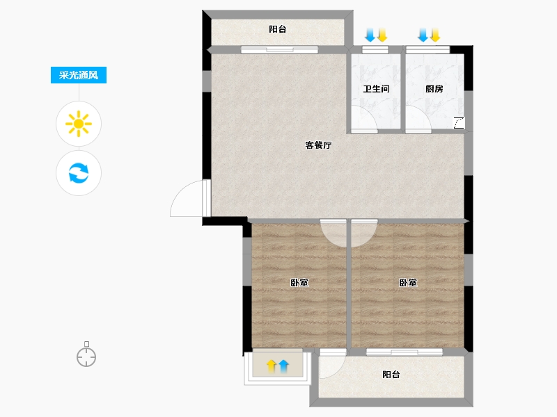 安徽省-合肥市-多伦多国际花园-68.00-户型库-采光通风