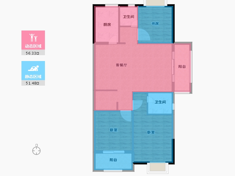 浙江省-宁波市-晴园三期-98.00-户型库-动静分区