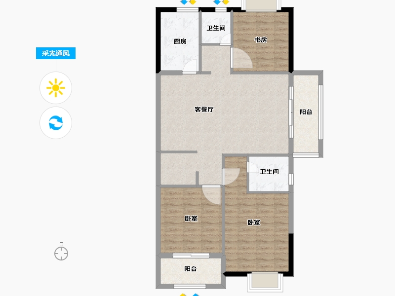 浙江省-宁波市-晴园三期-98.00-户型库-采光通风