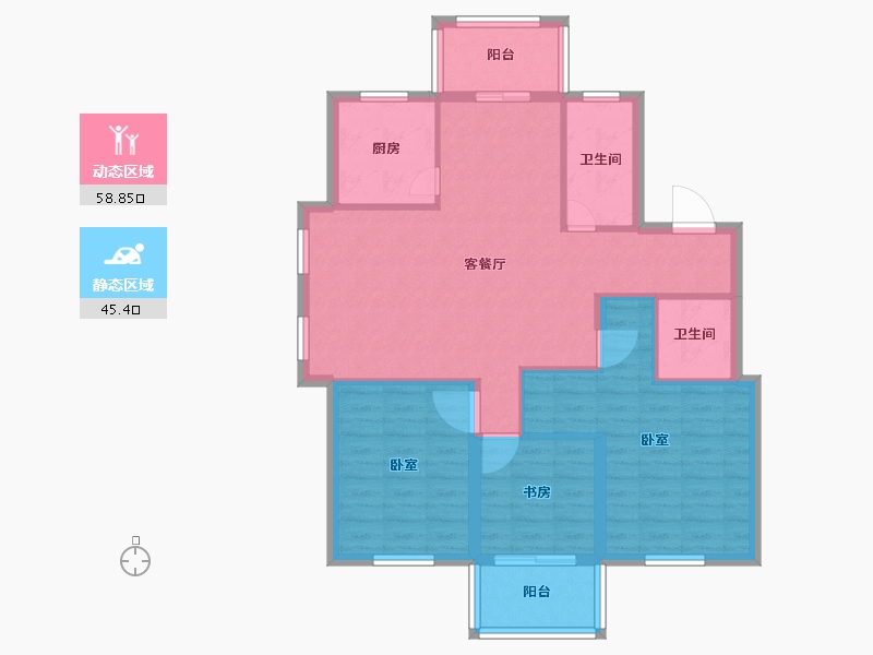 浙江省-宁波市-悦湖湾-93.99-户型库-动静分区