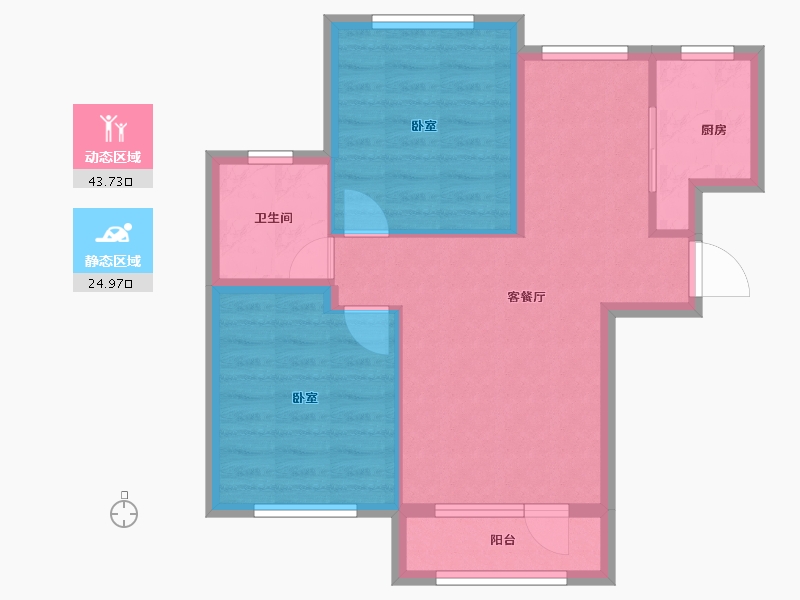 辽宁省-大连市-鸿玮澜山二期和院-61.21-户型库-动静分区