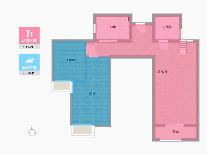 陕西省-西安市-清凉山居-64.45-户型库-动静分区