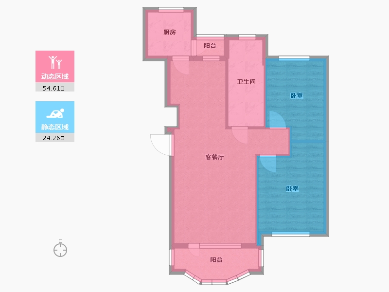 辽宁省-大连市-伟业御璟城二期-70.74-户型库-动静分区