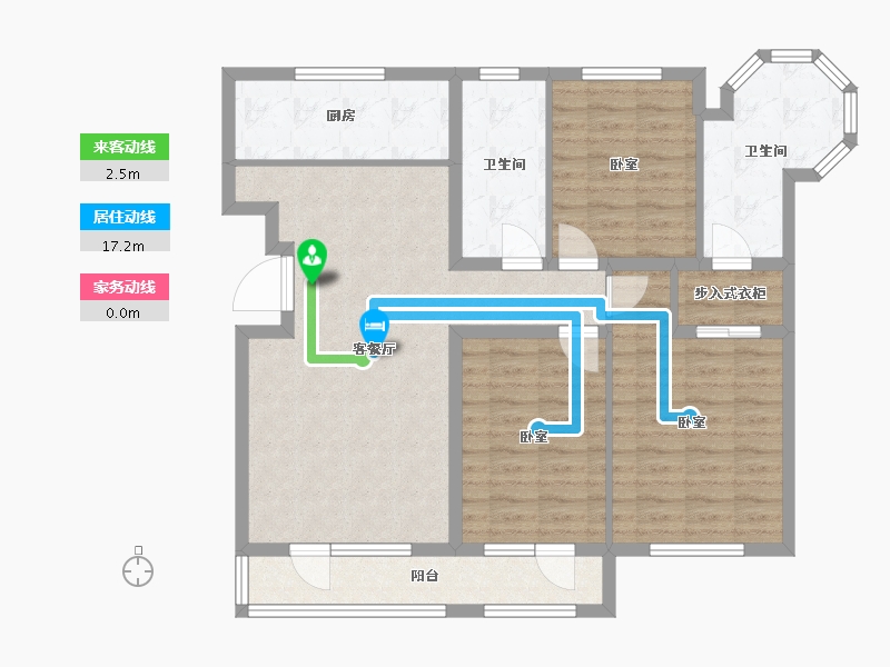 辽宁省-大连市-鸿玮澜山二期和院-98.81-户型库-动静线