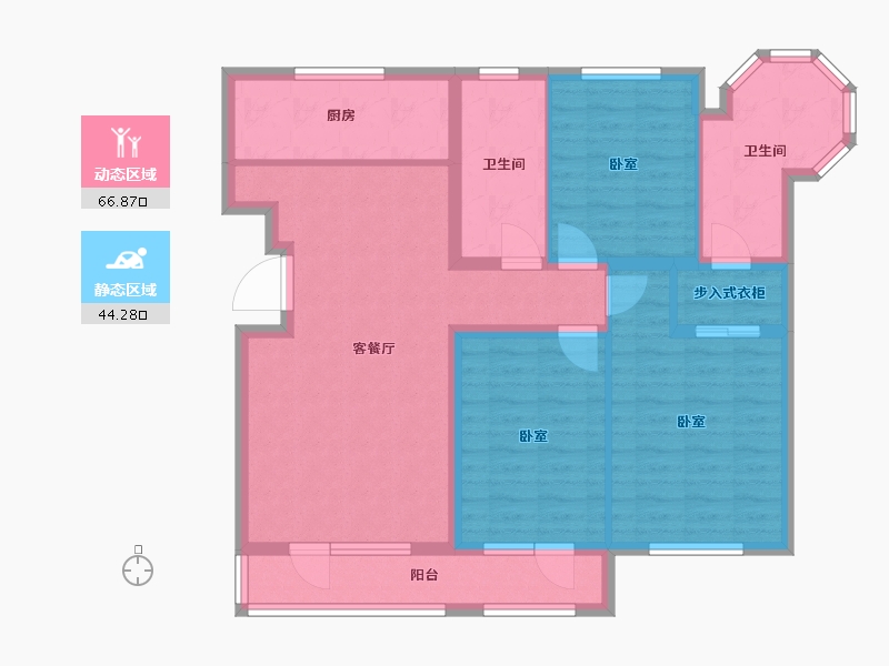 辽宁省-大连市-鸿玮澜山二期和院-98.81-户型库-动静分区