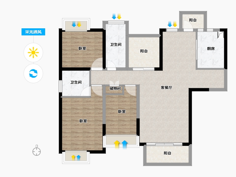 江苏省-无锡市-红星国际广场-110.01-户型库-采光通风