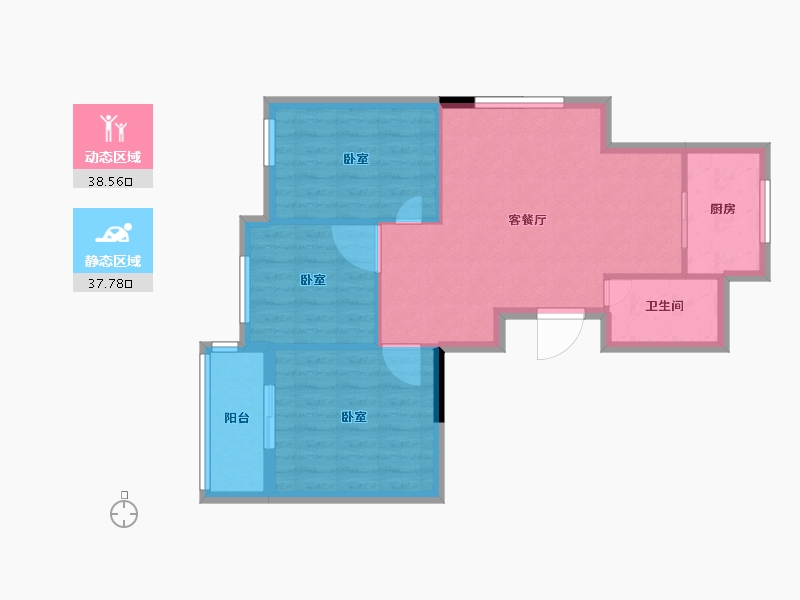 浙江省-宁波市-钟山香榭湾-69.00-户型库-动静分区