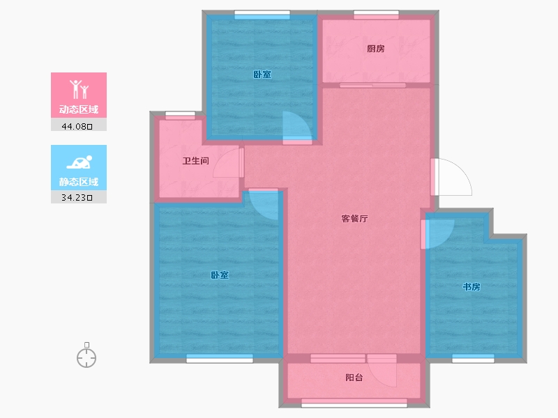 辽宁省-大连市-鸿玮澜山二期和院-69.09-户型库-动静分区