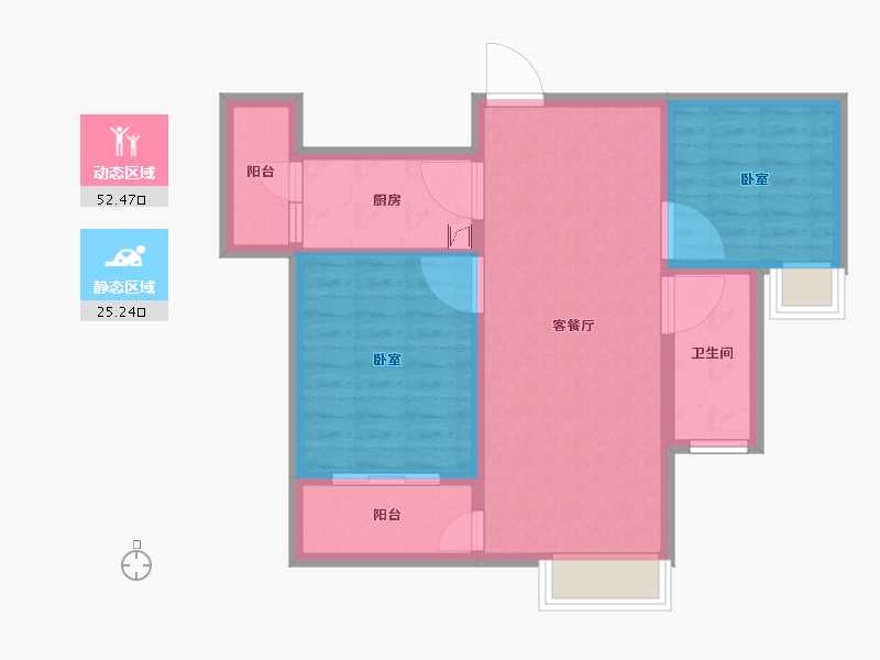 安徽省-合肥市-学院里-69.42-户型库-动静分区