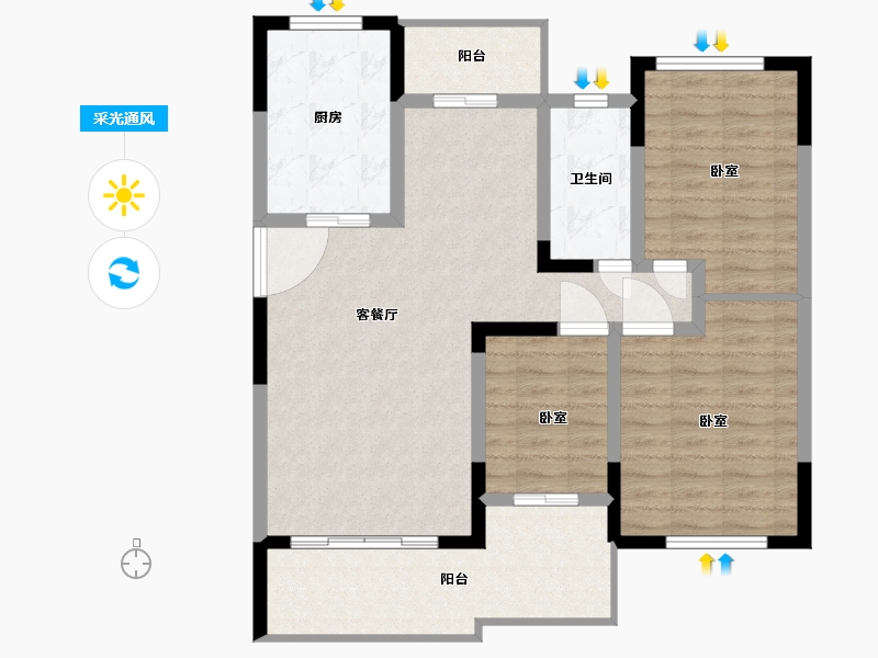 江苏省-南京市-福源名居-96.00-户型库-采光通风