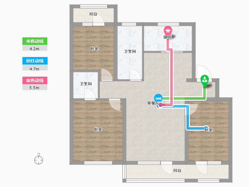 辽宁省-大连市-鸿玮澜山二期和院-91.50-户型库-动静线