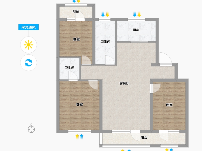 辽宁省-大连市-鸿玮澜山二期和院-91.50-户型库-采光通风