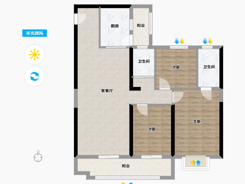 陕西省-西安市-锦唐-97.70-户型库-采光通风