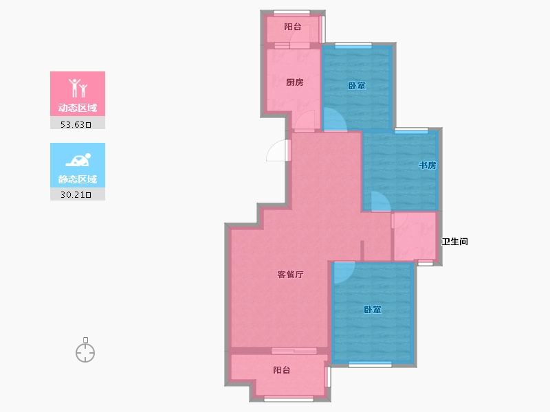 浙江省-宁波市-悦湖湾-75.00-户型库-动静分区