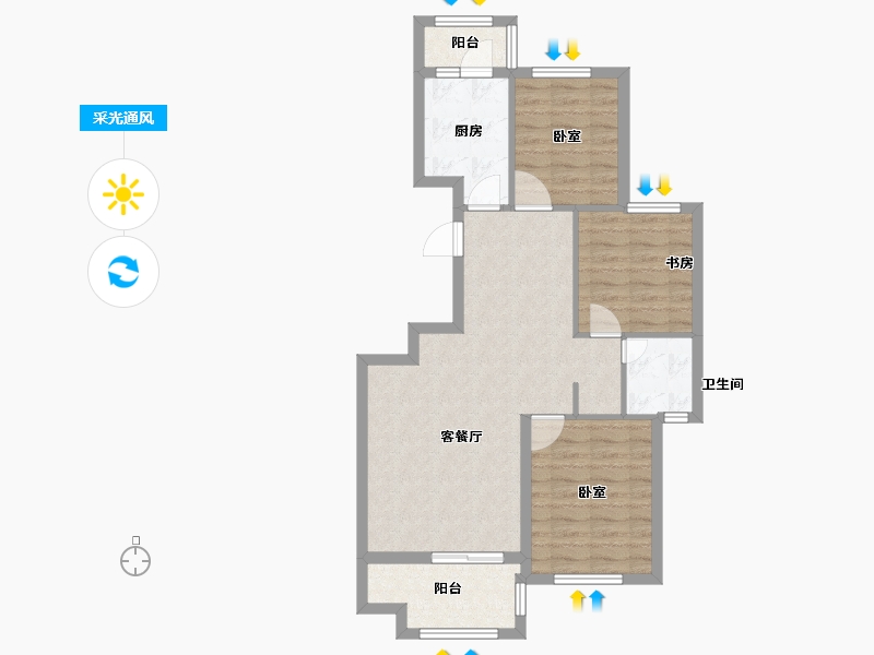 浙江省-宁波市-悦湖湾-75.00-户型库-采光通风