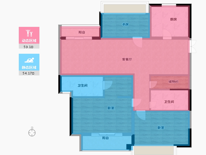 浙江省-嘉兴市-开元名都-101.00-户型库-动静分区