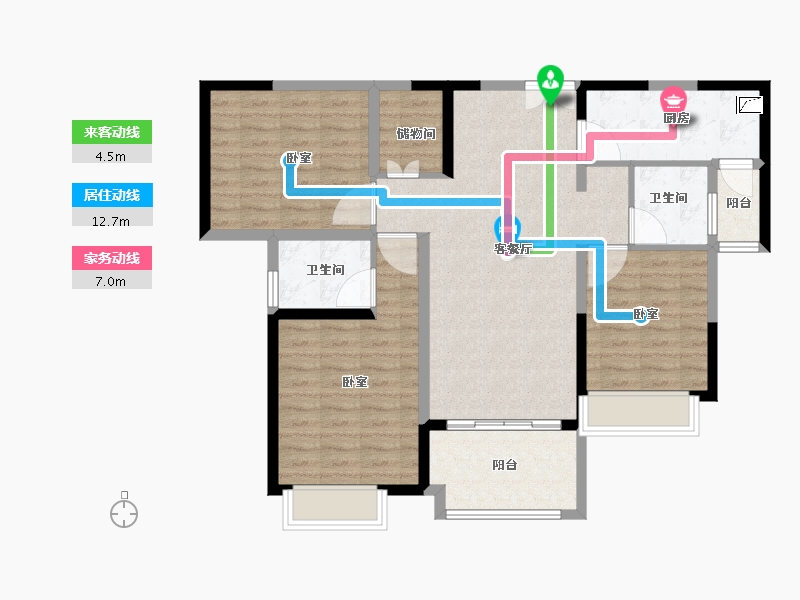 江苏省-无锡市-红星国际广场-98.00-户型库-动静线