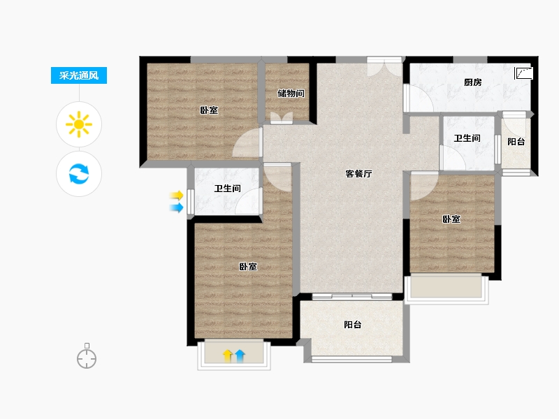 江苏省-无锡市-红星国际广场-98.00-户型库-采光通风