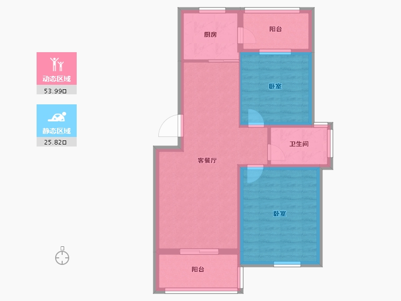 浙江省-宁波市-兆通一品-71.00-户型库-动静分区