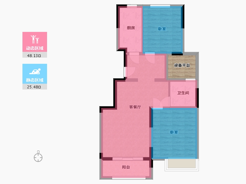 江苏省-南京市-华菁水苑-69.22-户型库-动静分区