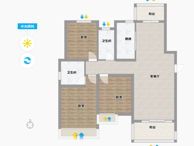 江苏省-盐城市-宝达香格里拉-108.00-户型库-采光通风