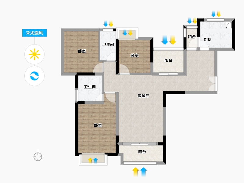 江苏省-无锡市-红星国际广场-103.01-户型库-采光通风