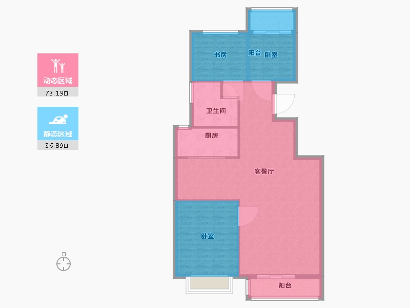 河北省-邯郸市-龙山君子居-101.20-户型库-动静分区