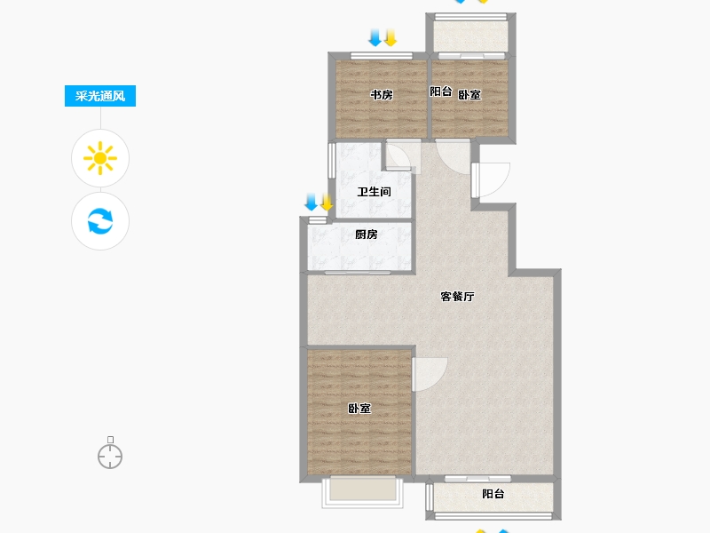 河北省-邯郸市-龙山君子居-101.20-户型库-采光通风