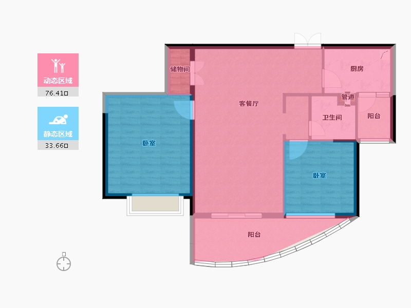 江苏省-南京市-星雨华府-100.91-户型库-动静分区