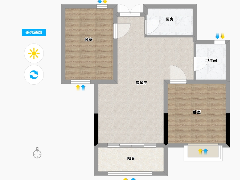 浙江省-嘉兴市-慕容城-72.00-户型库-采光通风