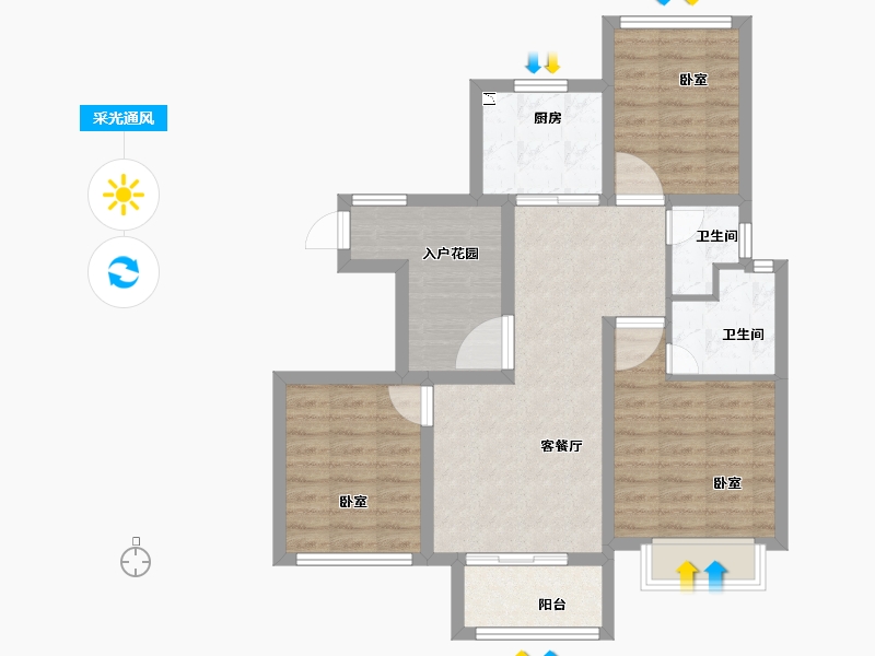 江苏省-苏州市-金御华府-77.11-户型库-采光通风