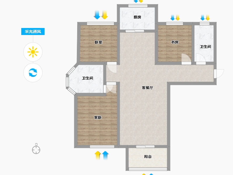 河北省-邯郸市-远洋·新兴公馆-105.94-户型库-采光通风