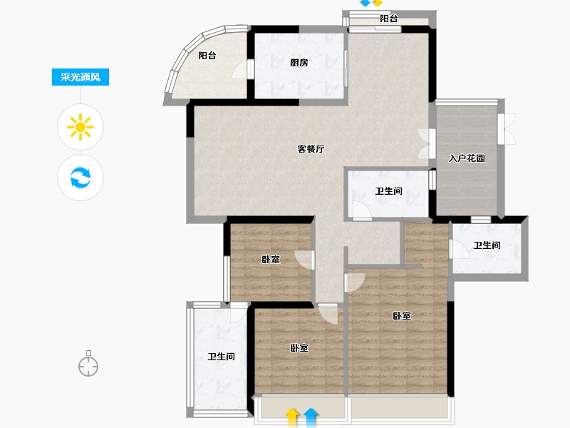 江苏省-南京市-星雨华府-116.32-户型库-采光通风