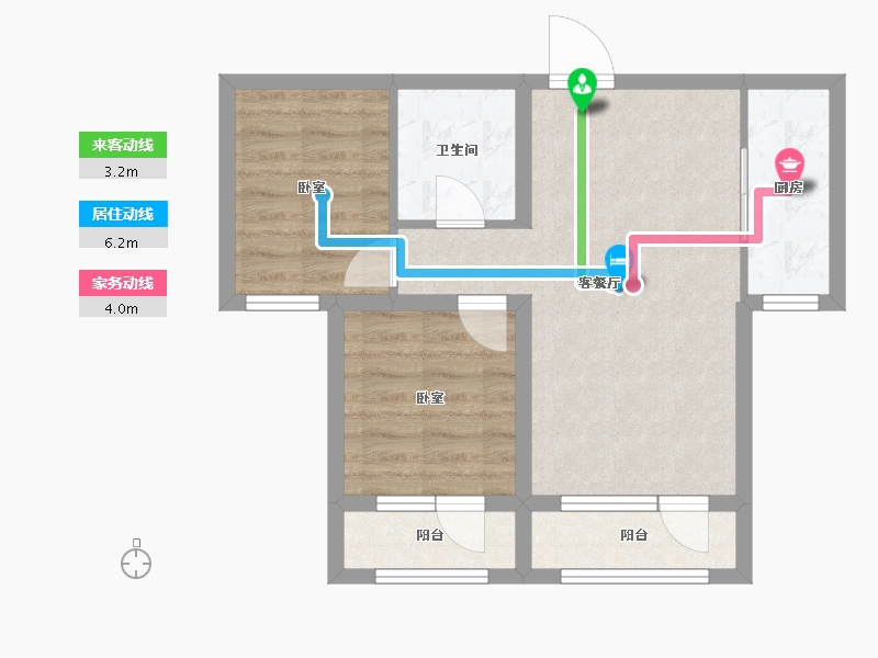 辽宁省-大连市-鸿玮澜山二期和院-55.88-户型库-动静线