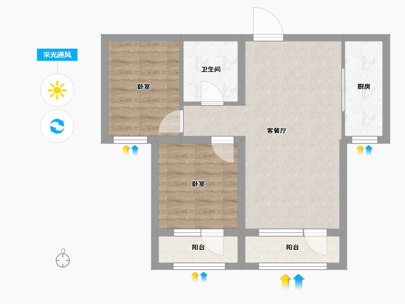 辽宁省-大连市-鸿玮澜山二期和院-55.88-户型库-采光通风