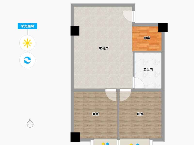 江苏省-徐州市-菁英阁-71.00-户型库-采光通风