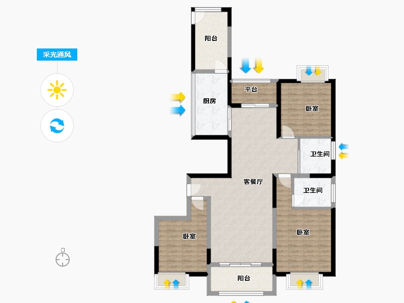 浙江省-嘉兴市-御华名都-112.00-户型库-采光通风