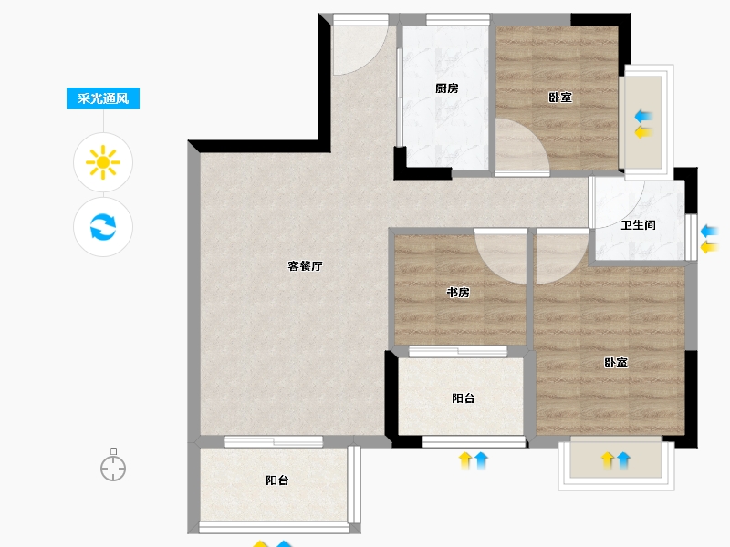 福建省-泉州市-阳光银河广场-70.00-户型库-采光通风