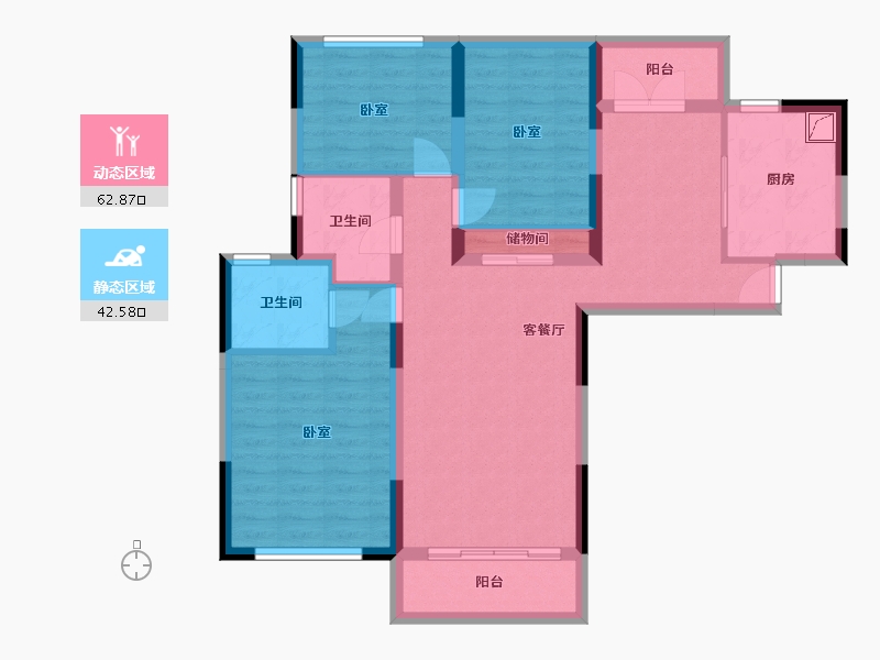 江苏省-南京市-海德北岸城-93.42-户型库-动静分区