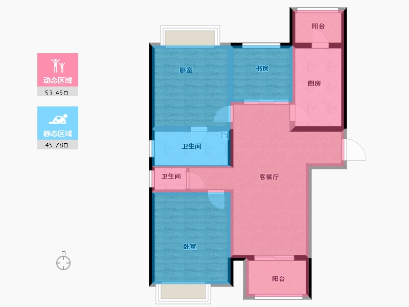 江苏省-苏州市-北极星花园-88.01-户型库-动静分区